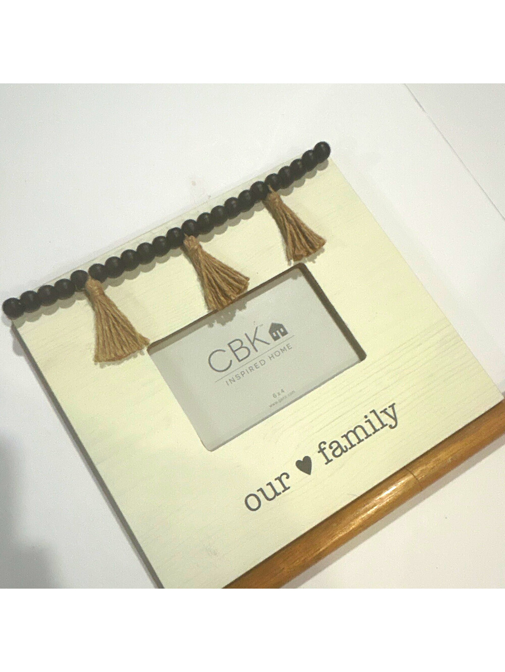CBK Inspired Home 6x4 White Wood Photo Frame Our Family Bead Trim Hanging